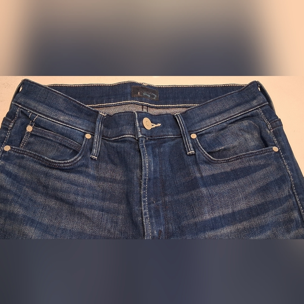 Mother The Mid Rise Dazzler Crop Fray Jeans Sz 28 Excellent Pre-Owned - Picture 4 of 11